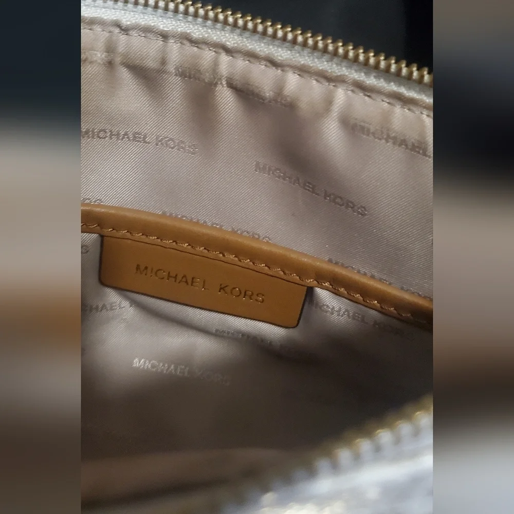 Michael Kors Gray Brown Monogram Jet Set Crossbody Bag